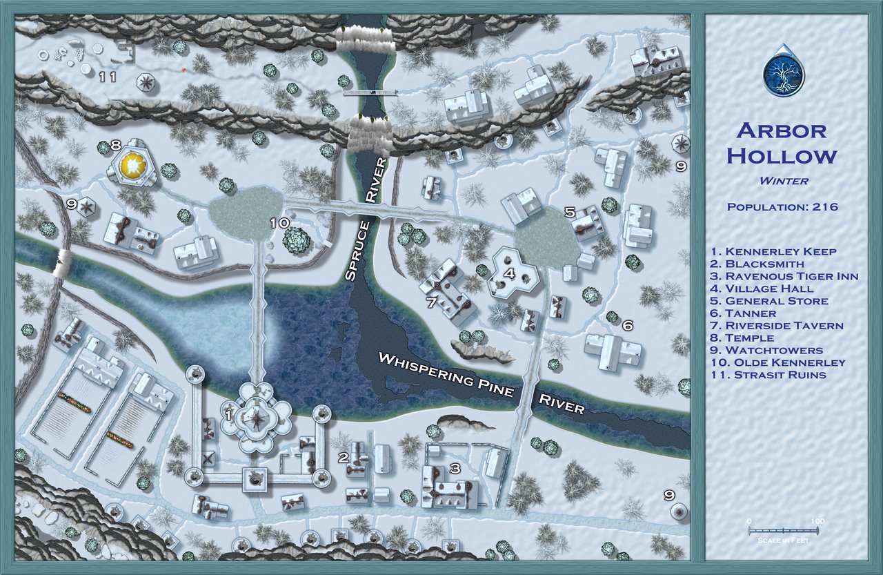 Nibirum Map: arbor hollow - winter by Kevin Goebel (Royal Scribe)